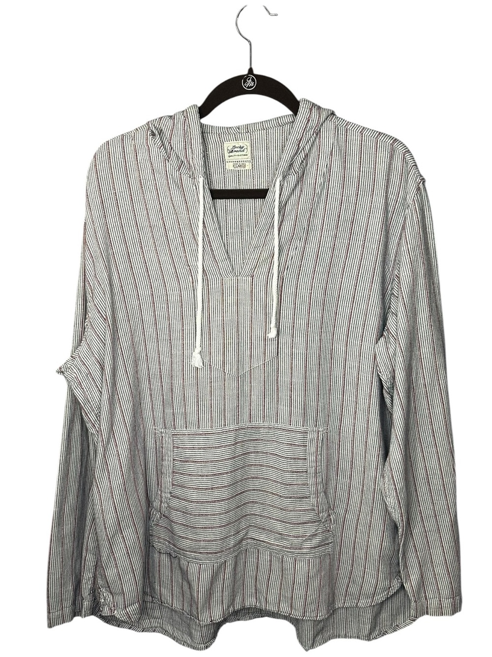 Lucky Brand Dungarees XL Striped Pullover Hoodie 100% Cotton Boho Y2K